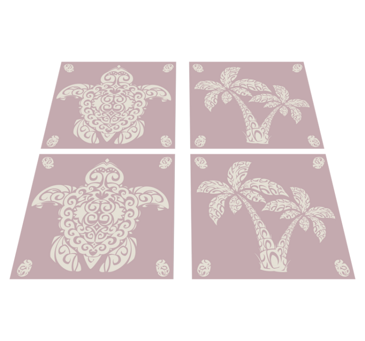 Kitchen vinyl rug hawaiian turtle and palm pattern - TenStickers