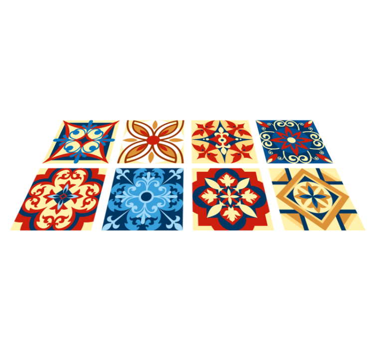 Kitchen vinyl rug with crifitio cement design - TenStickers