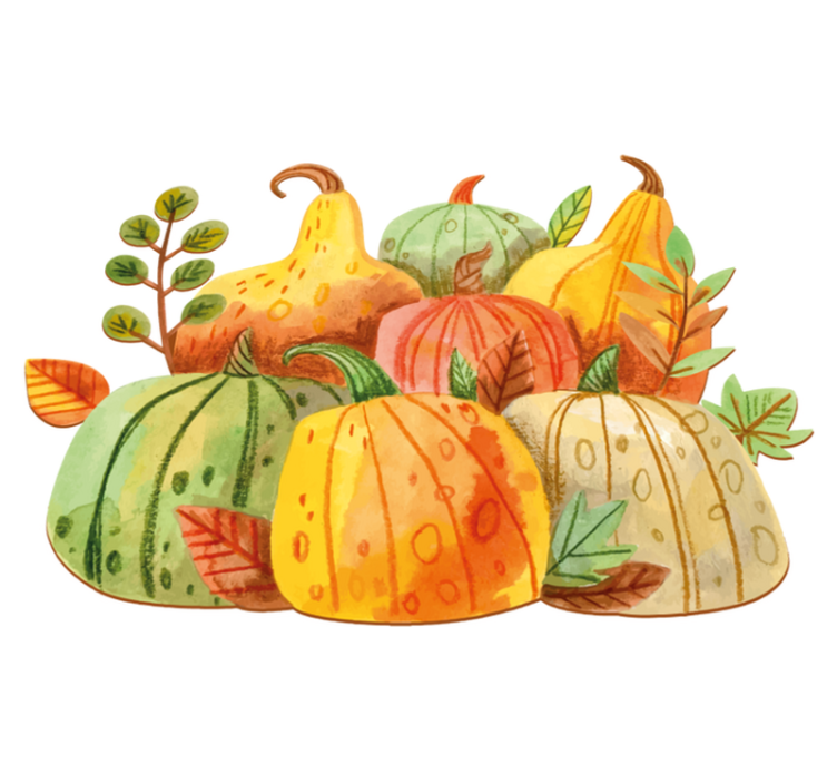 Kitchen vinyl rug watercolor happy thanksgiving veggies - TenStickers