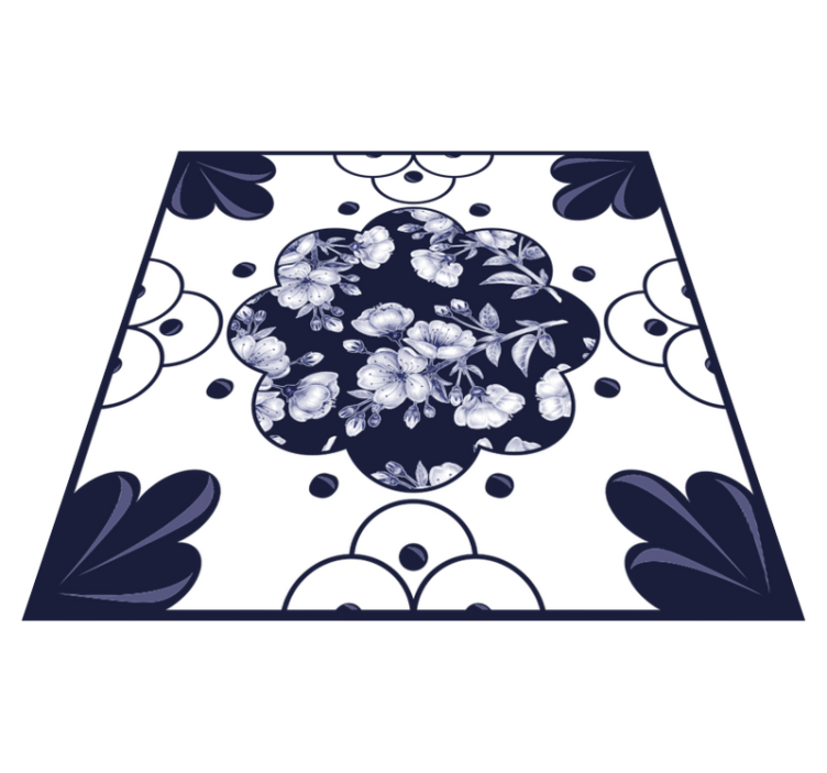 Kitchen vinyl rug with floral tile design - TenStickers