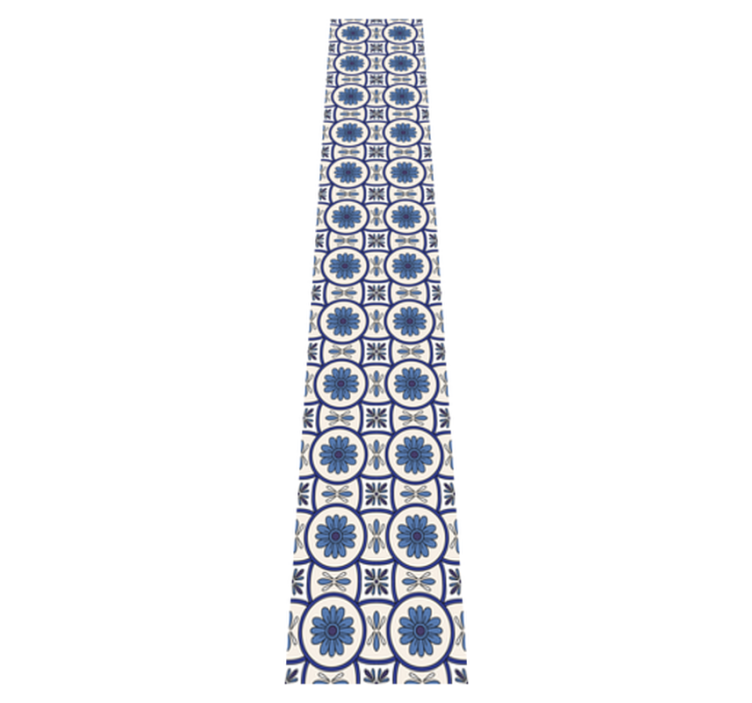 Kitchen vinyl rug blue flower portuguese tile - TenStickers