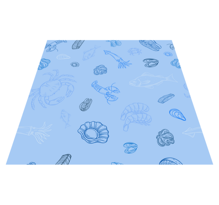Kitchen vinyl rug seafood design - TenStickers