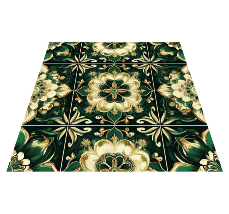 Kitchen vinyl rug botanical mosaic tiles - TenStickers
