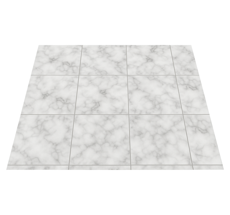 Kitchen vinyl rug square white marble tile - TenStickers