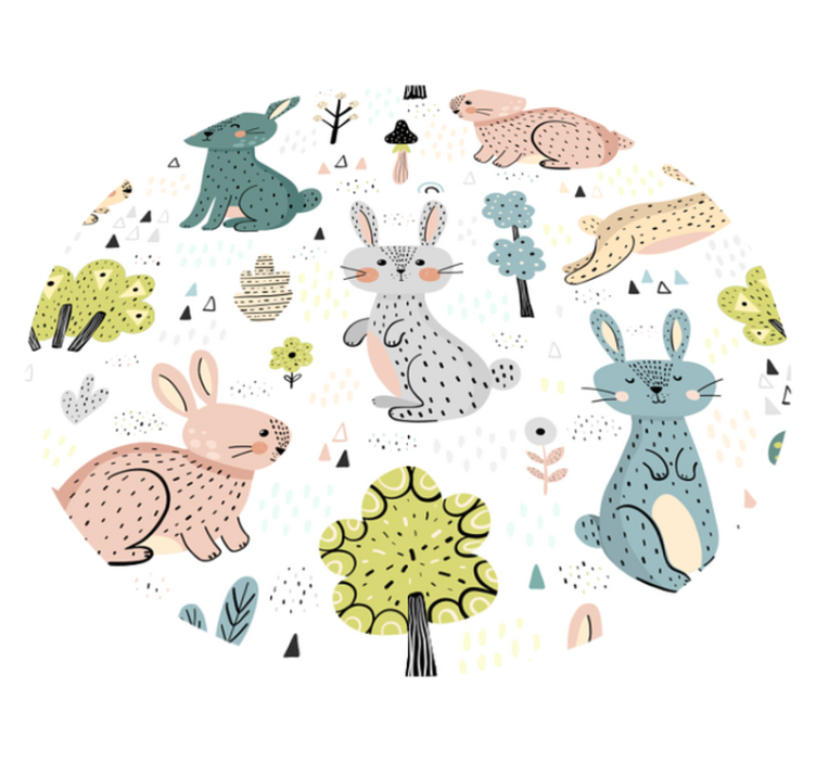 Gorgeous kids vinyl rug with nice bunnies - TenStickers