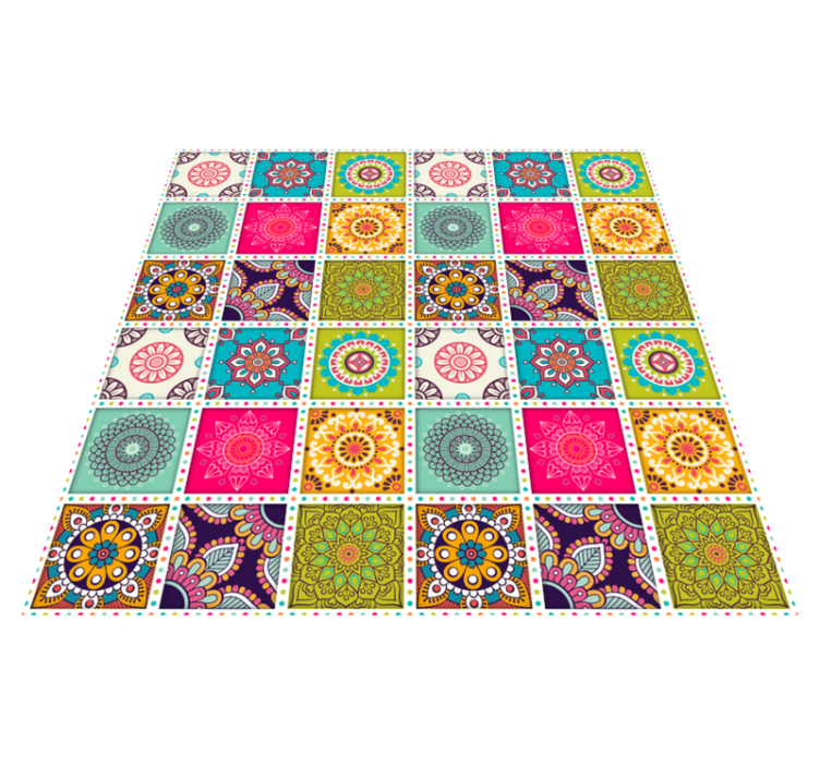 colorful moroccan tiles vinyl bedroom rug - TenStickers