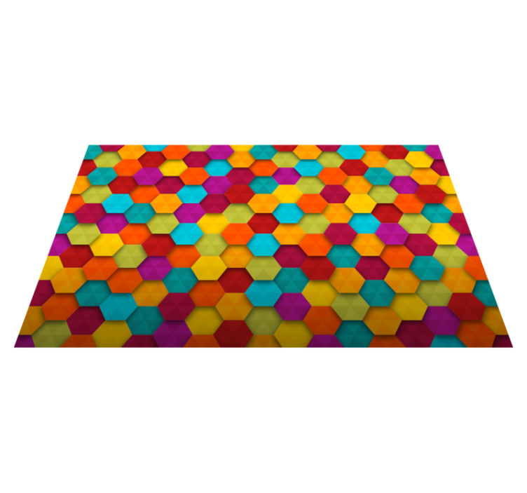 Colorful hexagon geometric vinyl rug - TenStickers