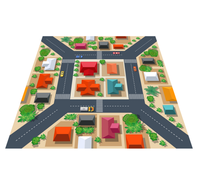 City Streetscape road vinyl rug - TenStickers