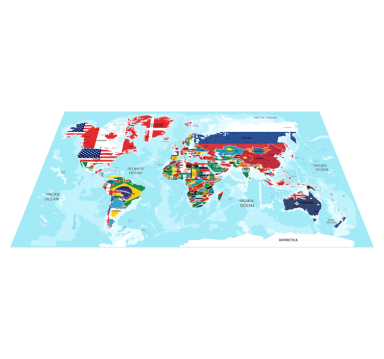 World Flags Map vinyl rug - TenStickers