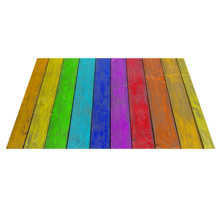 Rainbow Plank Texture textured vinyl rug - TenStickers