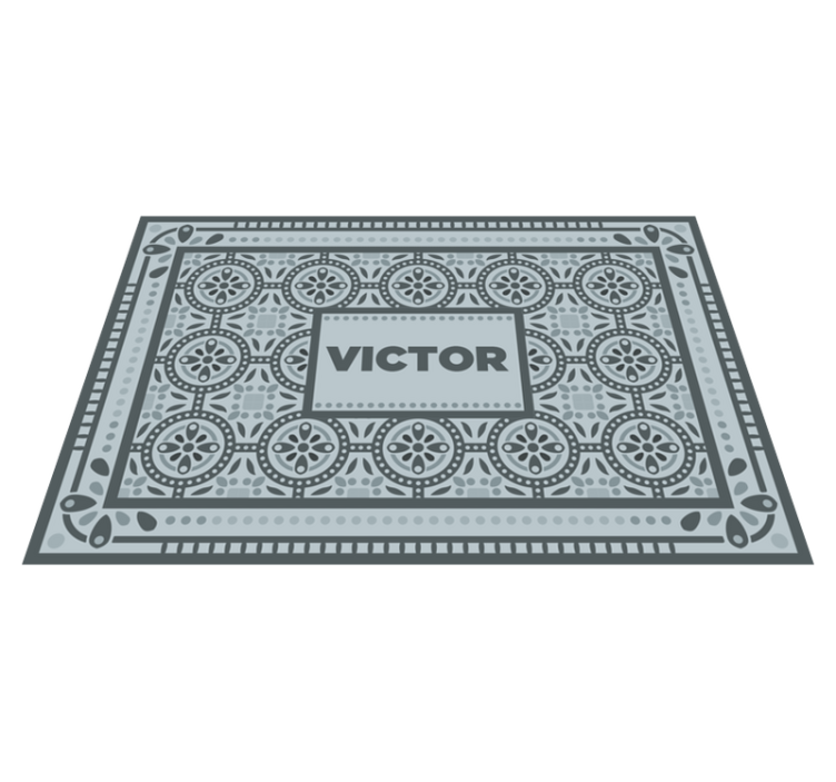 Grey cement vinyl rug with name - TenStickers
