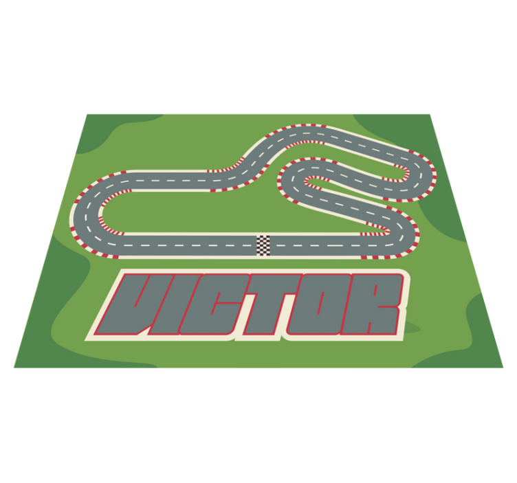 personalized racing track kids  vinyl rug with - TenStickers