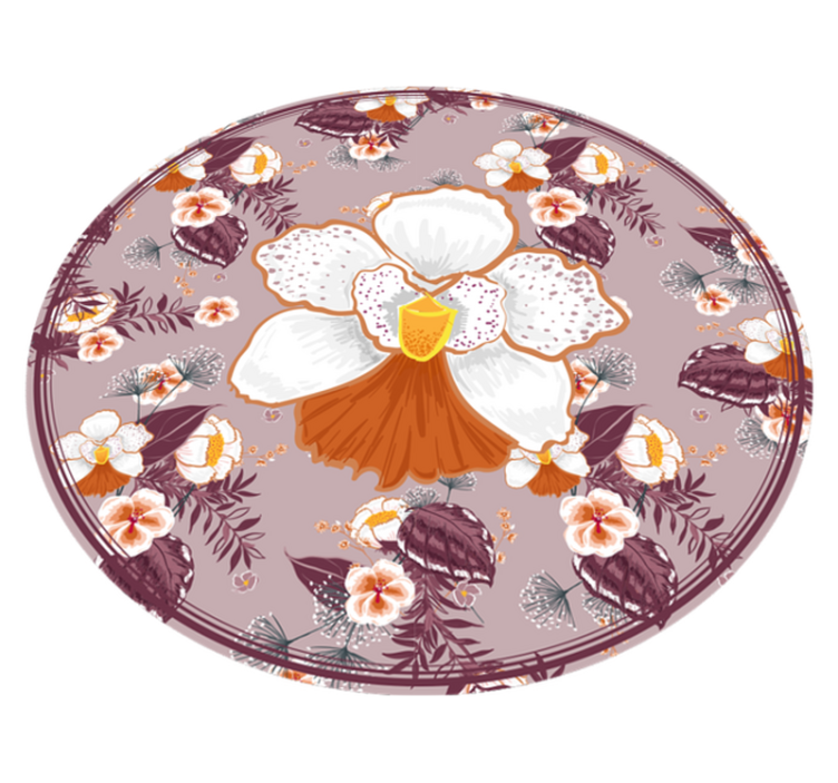 Floral Patterned Circle flower vinyl rug - TenStickers