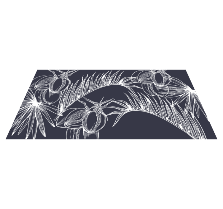 Botanical Line Art flower vinyl rug - TenStickers