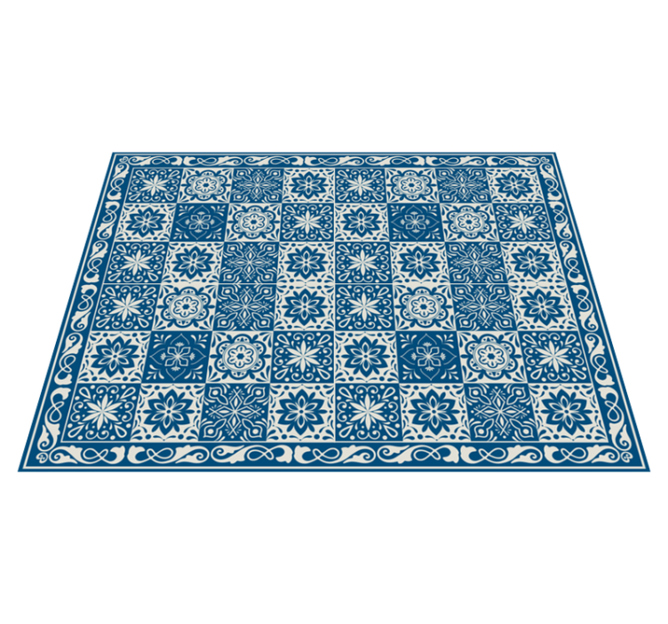 blue tiles reduced pattern vinyl rug - TenStickers