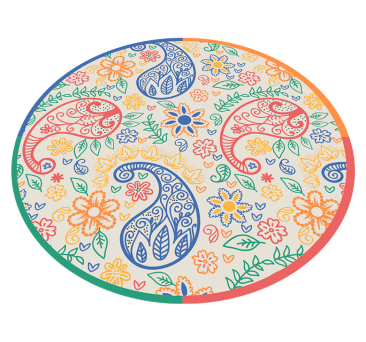 Floral Paisley Motifs flower vinyl rug - TenStickers