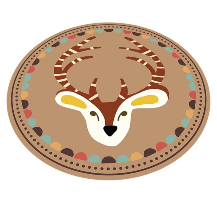 Circular Deer Motif vinyl rug - TenStickers