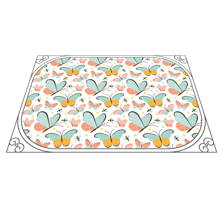 Butterfly Playground kids vinyl rug - TenStickers