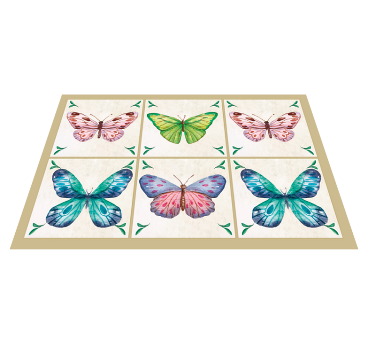 butterflies tiles animal rug - TenStickers