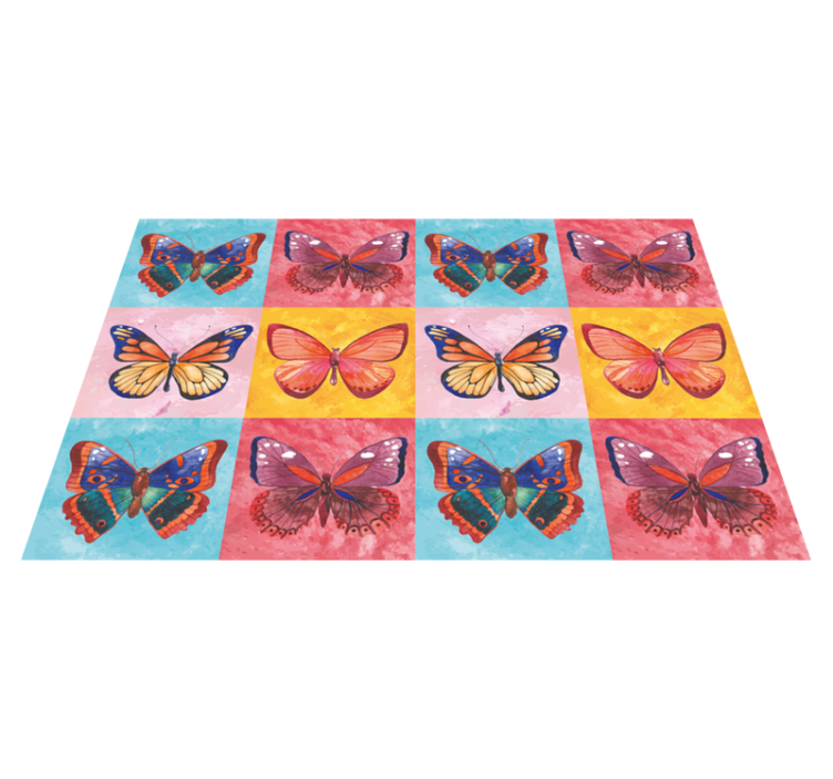 Colorful Butterfly Array flower vinyl rug - TenStickers