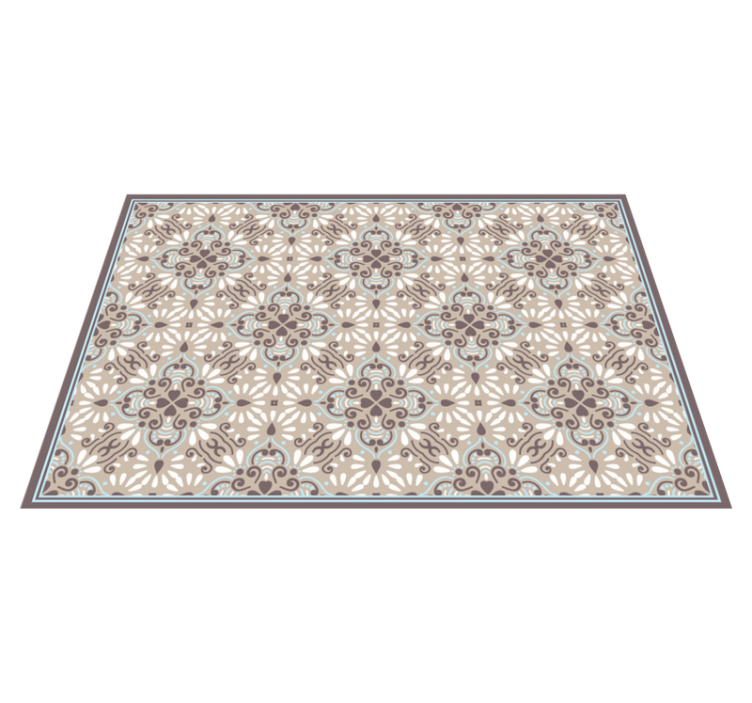 Beige white mosaic vinyl rug tile carpet - TenStickers