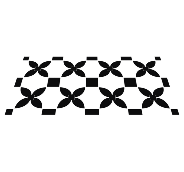 Black printed street tile effect kitchen vinyl rug - TenStickers