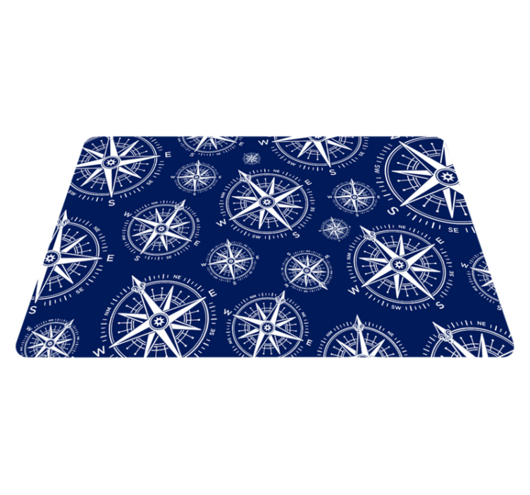Nautical Compass Pattern world map vinyl rug - TenStickers