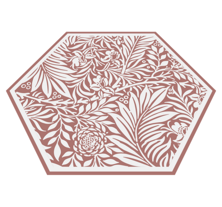 Floral Symmetry Hexagon flower vinyl rug - TenStickers