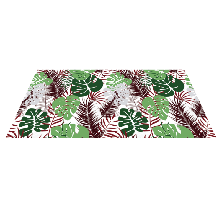 Tropical Foliage Overlay floral vinyl rug - TenStickers