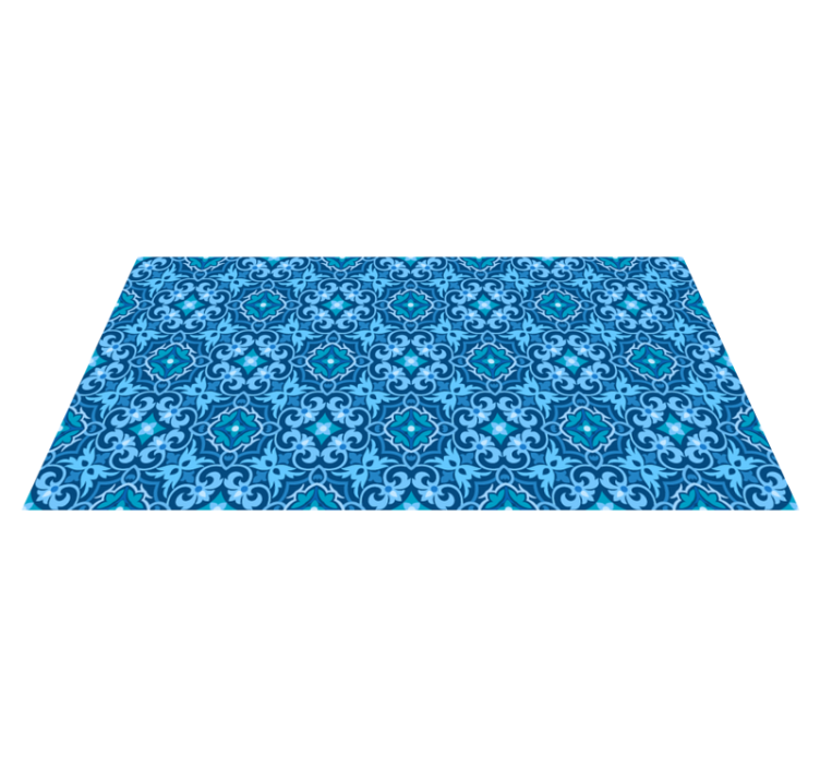 Ornamental Blue Pattern tile vinyl rug - TenStickers