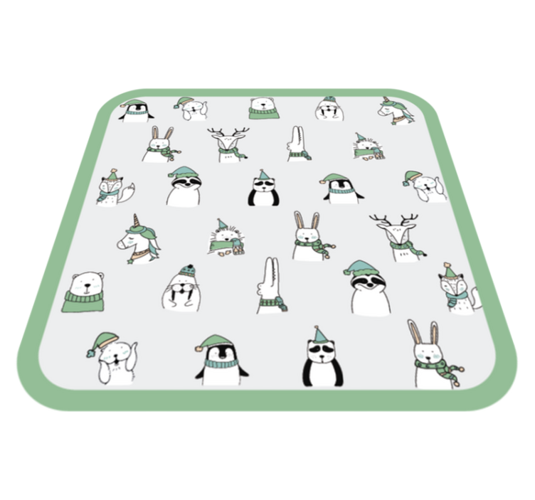 Cute Winter Cartoon Animals vinyl rug - TenStickers