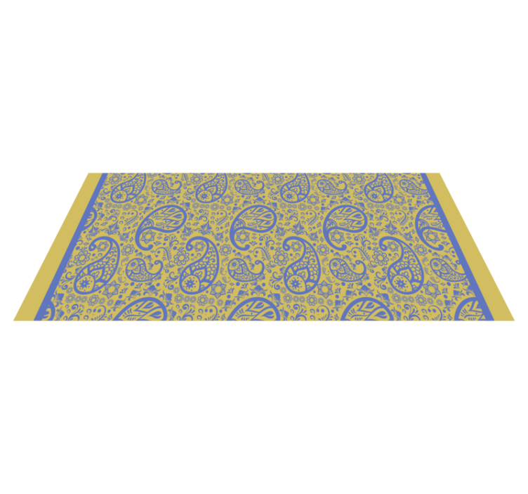Yellow and Blue Paisley modern vinyl rug - TenStickers