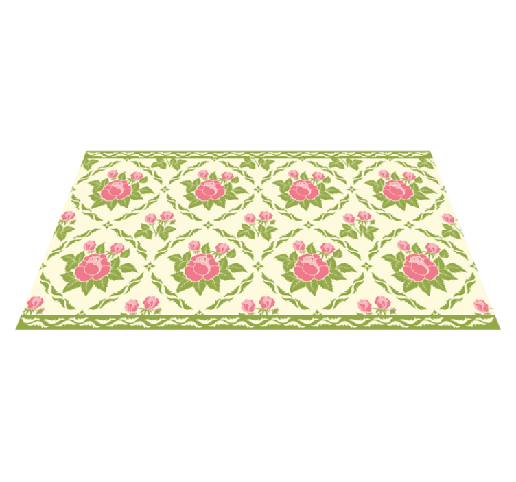 Floral Rose Pattern flower vinyl rug - TenStickers