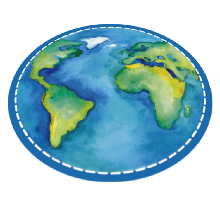 Round rug carpet the earth world map rug - TenStickers