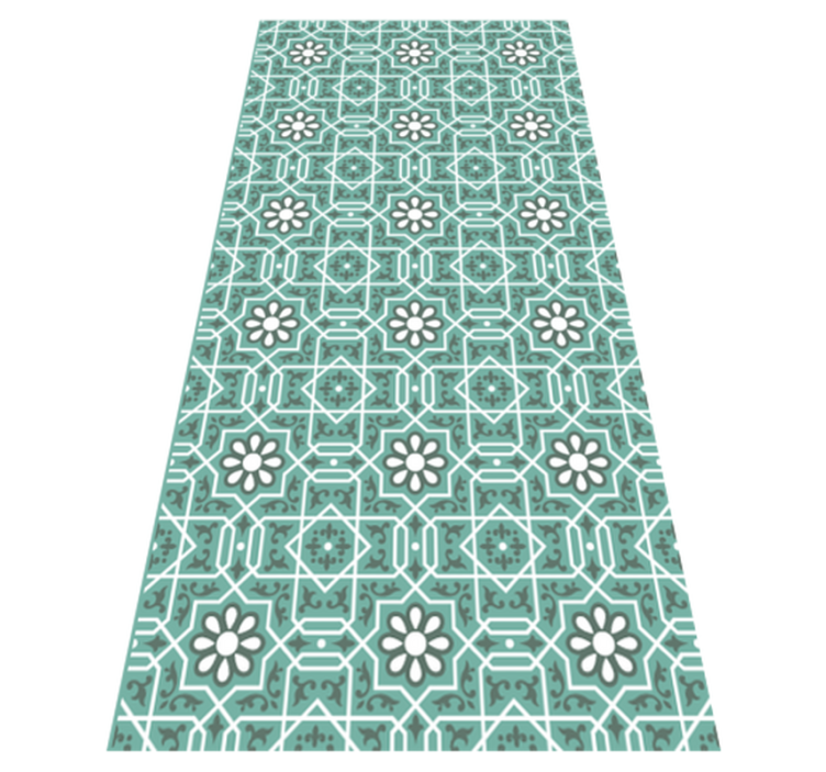 Green foral tile kitchen vinyl rug - TenStickers