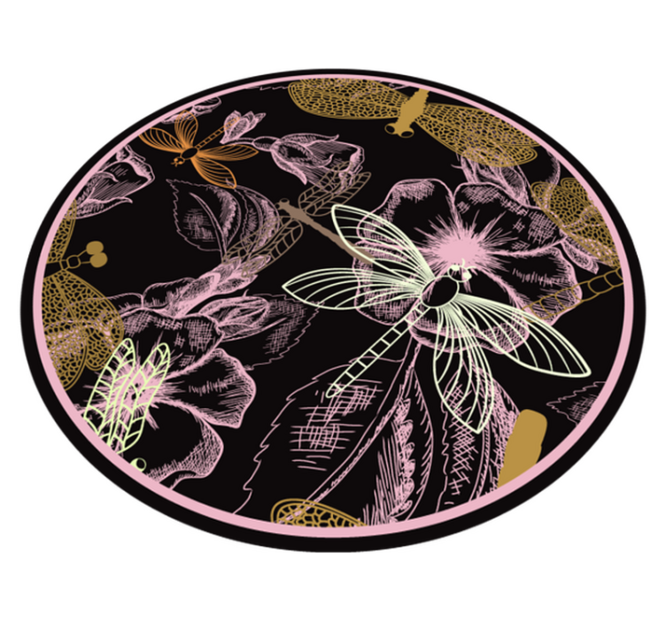 Botanical Insect Imagery flower vinyl rug - TenStickers