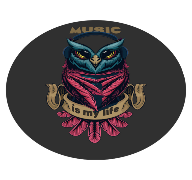 Owl Music Emblem teenager vinyl rug - TenStickers