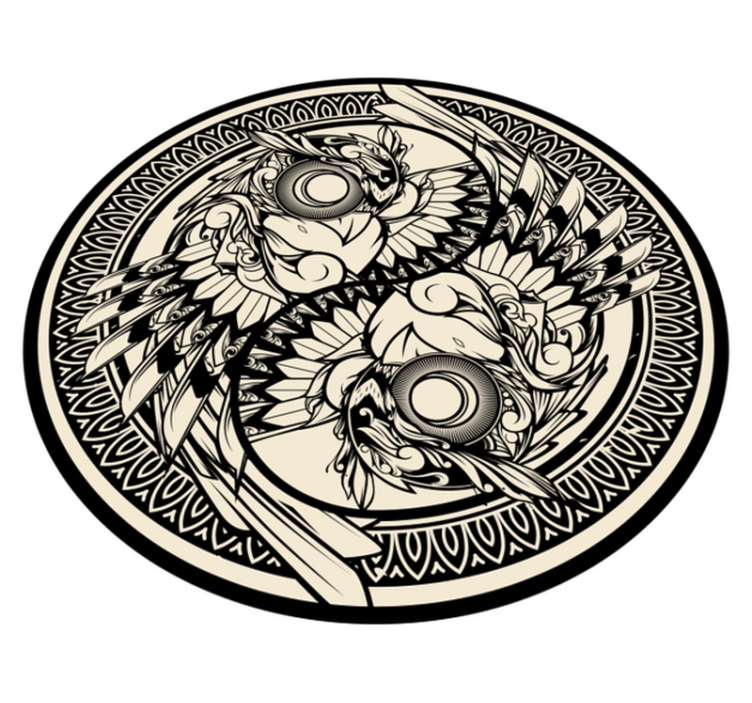 yin yang owl doodle ornament bedroom rug - TenStickers