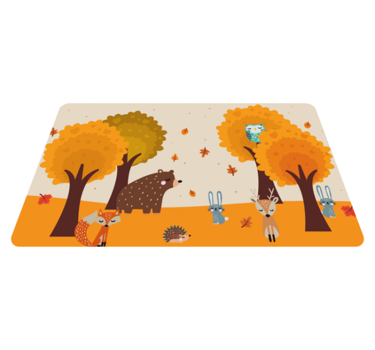 Autumnal Forest Friends kids vinyl rug - TenStickers
