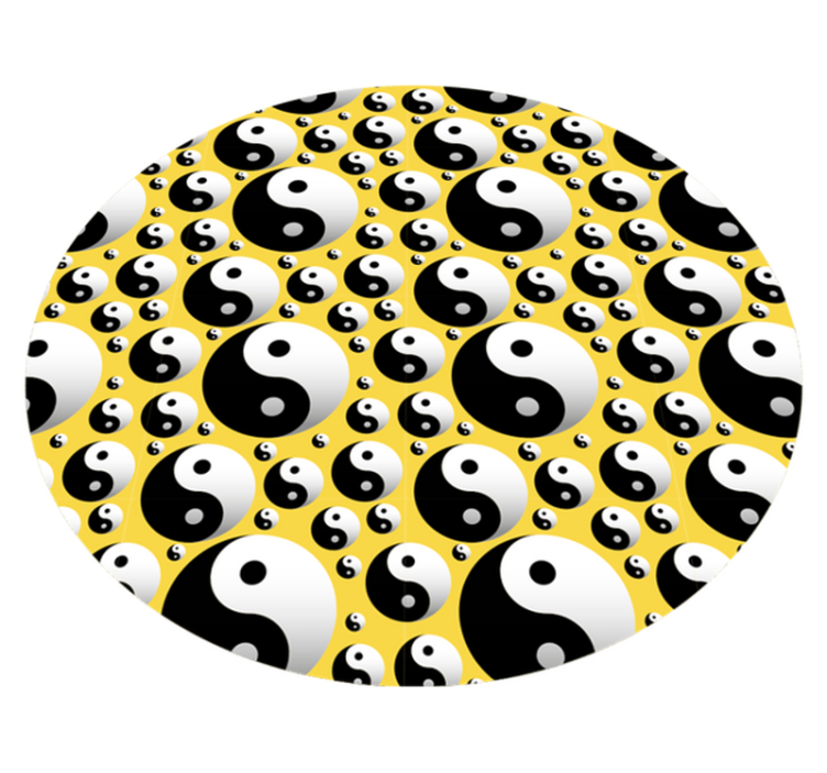Round vinyl carpet yin yang circles ethnic rug - TenStickers