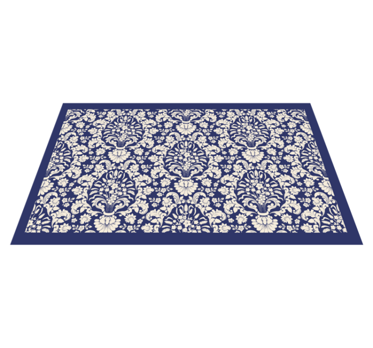 Ornate Floral Pattern minimalist vinyl rug - TenStickers
