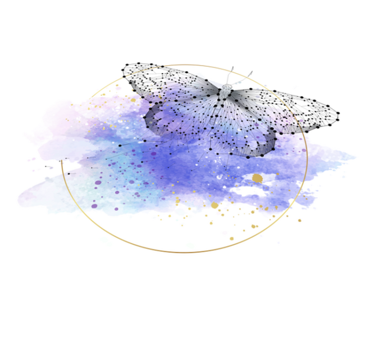 Butterfly Watercolor flower vinyl rug - TenStickers