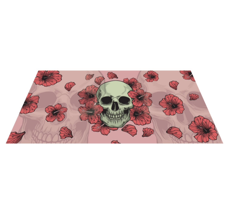 Skull with Handdrawn Flowers halloween rugs - TenStickers