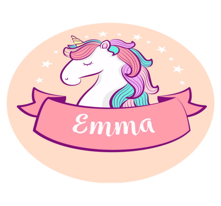hand drawn unicorn with personalised name mat - TenStickers