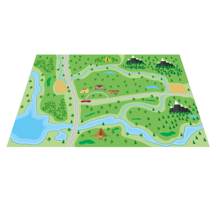 Mountain road map road rug - TenStickers