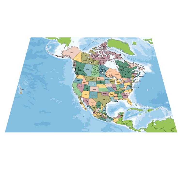 North American map world map rug - TenStickers