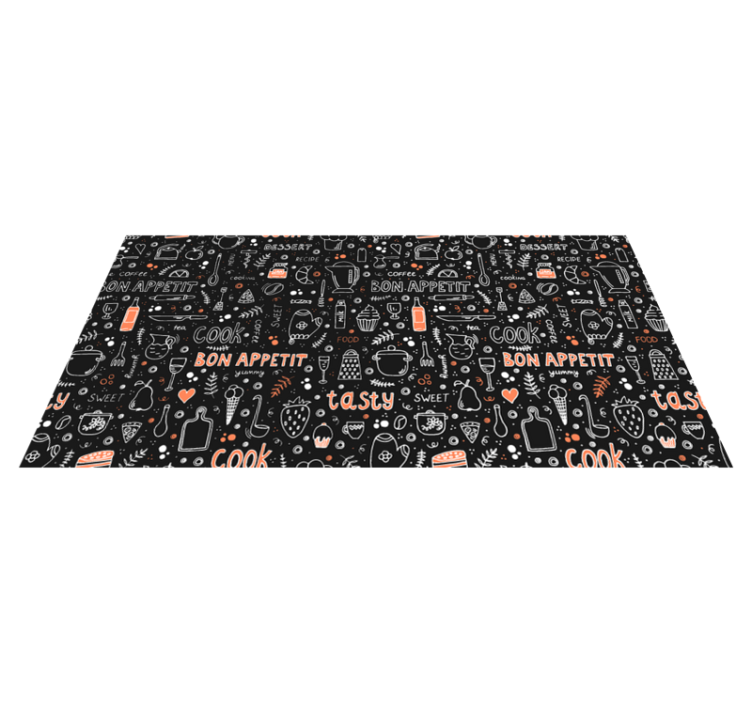 Bon apetit pattern kitchen floor tiles - TenStickers
