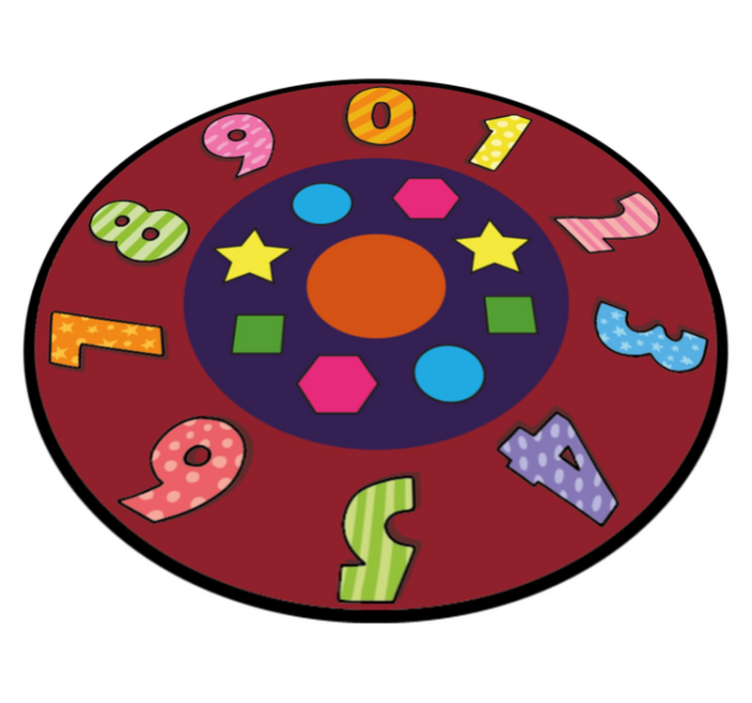 Numbers and shapes wheel kids vinyl rug - TenStickers