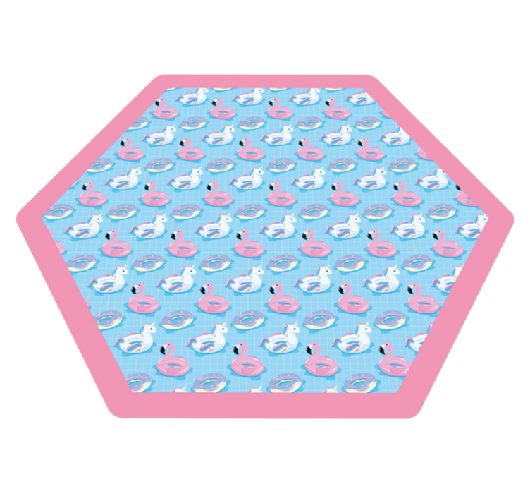 Playful Unicorn Hexagon kids vinyl rug - TenStickers