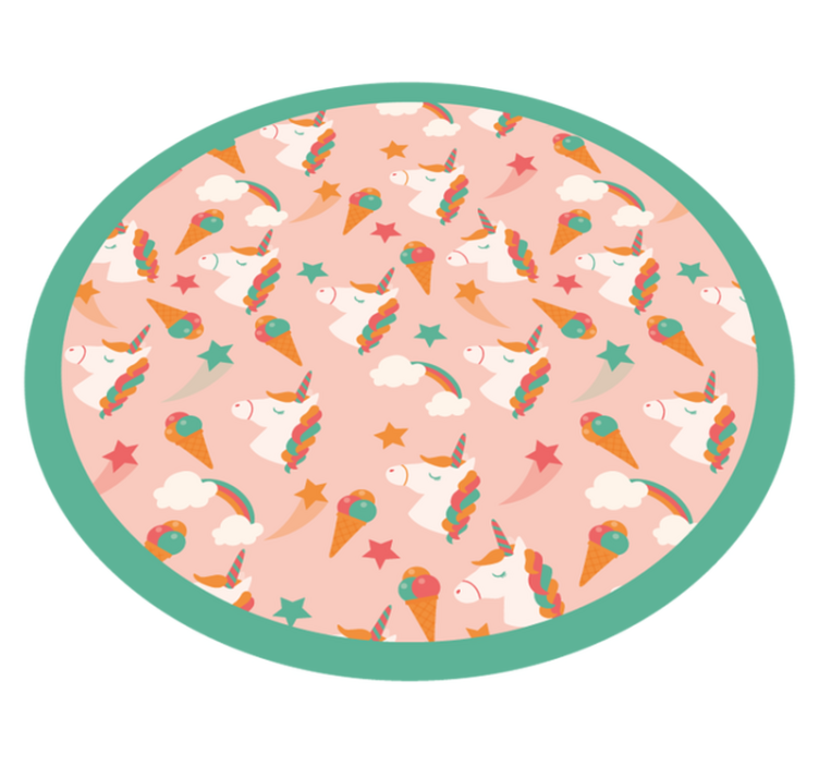Unicorn Motif Circle kids vinyl rug - TenStickers